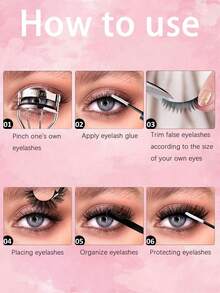 7 Pairs Set Natural Long Curled Thick Volume Crossed Fish Tail False Lashes Clear Stems For Daily Dating Party Wedding Work Must Have Beauty Accessory - Black - View 6
