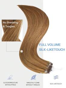 Micro Loop Human Hair Extensions Premium Virgin Remy Hair 6# Light Brown Reusable Invisible Micro Link Bead Hair No Glue No Tape Design 50Pcs 14-22 Inch Anti Shedding Soft Texture Ideal For Full Head Makeover Holiday& Hairstyle For Girls & Women - S6 - View 5