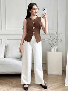 Teen Girls Knit Tops - Brown - View 6