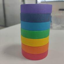1/7/12 捲鮮豔彩色遮蔽紙膠帶，紙製自黏裝飾膠帶禮品，剪貼簿計畫本和紙膠帶，適用於禮物包裝，中高黏性皺紋紙，易撕遮蔽膠帶，適用於噴漆遮蔽與 DIY 手作 - 彩色 - 查看 7