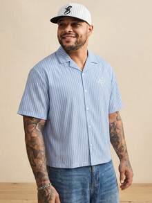 EASEVO Men's Plus Size Summer Casual Striped Shirt Men's Graphic T Shirt - Baby Blue - View 1