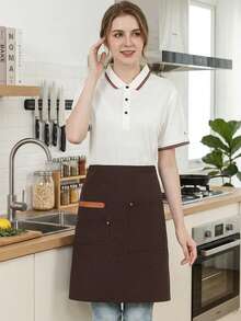 Waiter/Waitress Canvas Half Apron, Waterproof Oil-Proof, Restaurant Work Uniform, Kitchen Cooking Apron - Multicolor - View 3