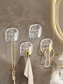 4/8 pièces Crochets dorés et auto-adhésifs sans perçage, crochets muraux de luxe légers pour accrocher des vêtements, organisateur, cuisine, chambre, décoration de porte, rangement - Doré - Voir 4