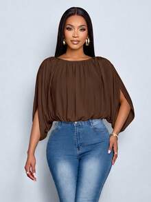 SOLERSUN Women's Summer Fashion Elegant Chic Daily Simple Ruched Blouse Social Festival Tops Casual Daily Wear Chic Y2K Loose Vest For Club Party Streetwear Night Going Out,Holidays Party Hen Do Wedding Bachelorette Bridal All Seasons,Vacation Daily Beach-Ready Travel - Brown - View 6