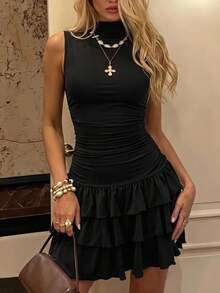 SHEIN EZwear Black Knit Sleeveless Women's Dress Date Night Night Out Summer Sexy - Black - View 12
