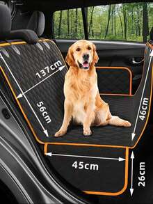 1Pc Dog Car Back Seat Cover, Scratch-Proof Pet Hammock Protector With 4 Side Flip Pockets, Durable, Scratch-Resistant, Foldable & Easy To Clean, Fits Cars, Trucks And SUVs - Black - View 9