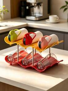 Kệ đựng cốc nước họa tiết sóng, nhiều tầng, giá đỡ cốc xếp chồng, khay sắp xếp tách trà, kệ trưng bày rượu cho quầy bar phòng khách - Nhiều màu - Xem 11