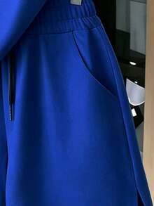 Resyla 女款大尺碼外套套裝，短袖與短褲套裝，海軍藍、皇家藍，度假穿搭，戶外騎行套裝，大尺碼女款T恤與短褲套裝 - 淺藍色 - 查看 4