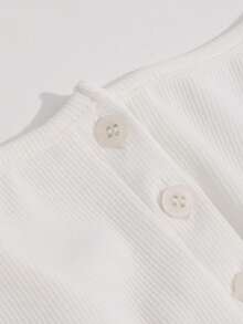 DAZY Half Button Crop Cami Top - White - View 3