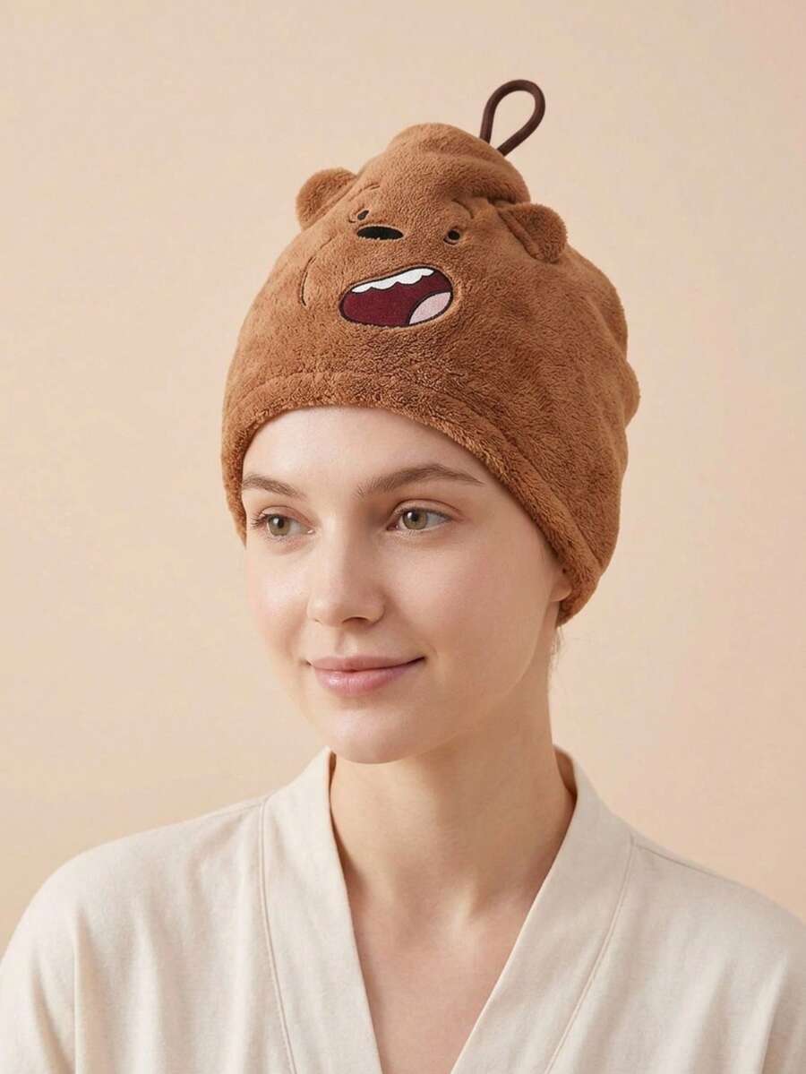 We Bare Bears X Joivida 1件可愛卡通快乾髮帶,附防滑彈性帶與掛繩,柔軟吸水快乾髮帽,適合日常護髮、洗澡、SPA、旅行,亦可作為週年或生日的獨特個性化禮物 - 彩色 - 查看 1