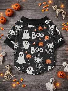 PETSIN 1件可愛南瓜與「BOO」印花寵物貓/狗萬聖節裝飾 - 彩色 - 查看 1