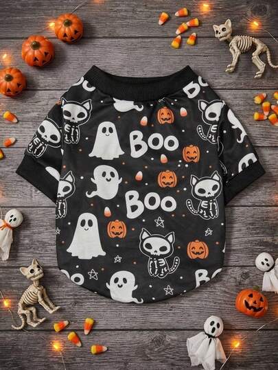 PETSIN 1件可愛南瓜與「BOO」印花寵物貓/狗萬聖節裝飾