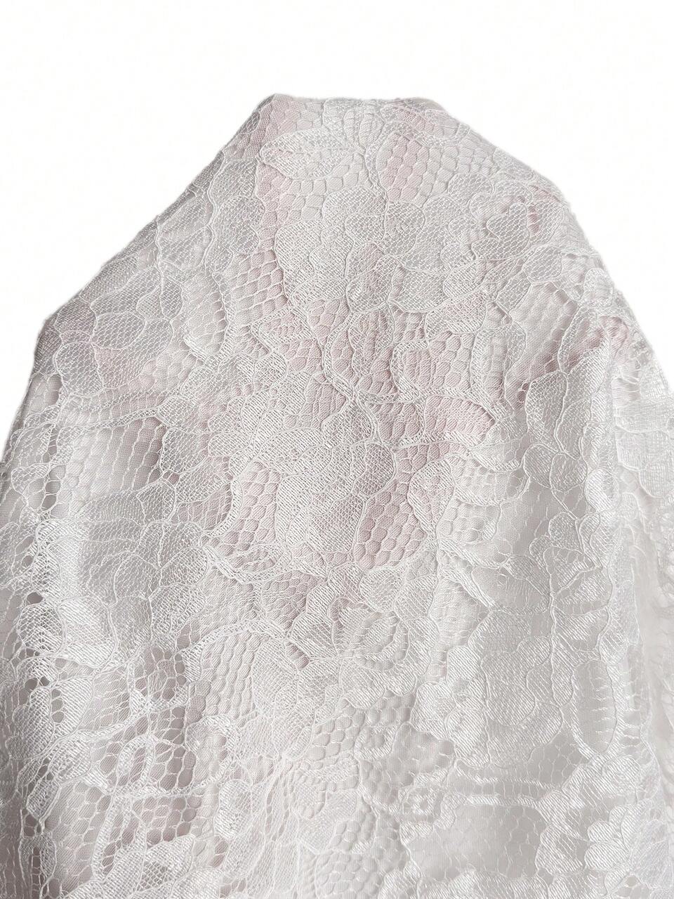 Plus Size Women's Autumn/Winter Casual Elegant Traditional Wedding Country Solid Floral White Lace Long Dress,Going Out Vacation Evening Formal