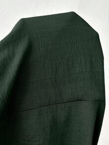 Weeklong Mono casual texturizado holgado con fruncido para otoño - Verde militar - Ver 6