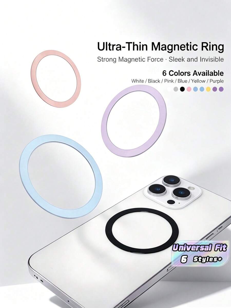 4 Strong Magnetic Rings - Suitable For MagSticker Rings - Magnetic Rings Compatible With MagMagnetic Wireless Charger Shell Compatible With Apple 17 16 15 14 Pro Max Galaxy Android Accessories Compatible With IPhone, Android Phone, Gift For Birthday, Family, Friends Gifts Birthday Phone Holder Phone Stand Phone Accessories Strong Load-Bearing - Multicolor - View 1