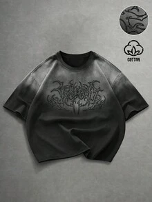 PAVTROS Men's Gradient Print Fashion Crew Neck Short Sleeve Casual T-Shirt, Holiday - Black - View 7