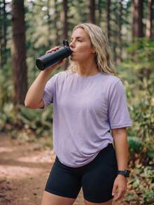 In My Nature Women's Plus Size Crew Neck Casual Daily Wear Sports T-Shirt - Purple - View 4