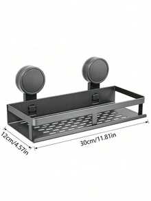 1pc Suction Cup Bathroom Storage Rack, No Drilling Needed Aluminum Shower Caddy - Wall Mounted Space Saving Organizer For Shampoo, Conditioner And Bath Essentials - multicolor - View 13