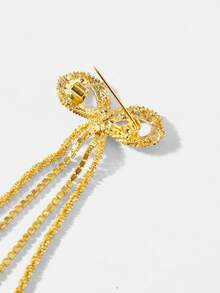 MOTF PREMIUM 18K GOLD-PLATED BOW CHAIN SHINY SIMPLE TEMPERAMENT BROOCH - Gold - View 5