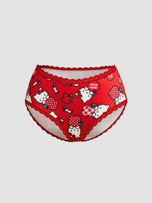 Chillnights HELLO KITTY AND FRIENDS | SHEIN سروال داخلي للبنات بتصميم فراولة حمراء محظوظة! 3 قطع احتفالية - متعدد الألوان - مشاهدة 5