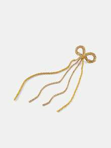 MOTF PREMIUM 18K GOLD-PLATED BOW CHAIN SHINY SIMPLE TEMPERAMENT BROOCH - Gold - View 8
