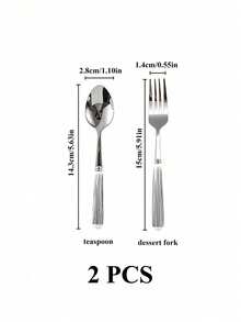 Haus Hana 1PC/2PCS Ceramic Handle Stainless Steel Flatware , Polished Surface Cutlery With Striped Pattern Ceramic Handle Dessert Spoon, Dinner Fork, And Table Spoon - Creative Kitchen Tools Including Fork, Teaspoon, And Soup Spoon, Ideal For Daily Dining - Multicolor - View 9