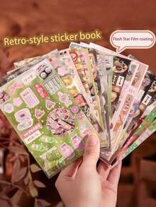 30Pcs Vintage Japanese Style Sticker Book Set Cute Adhesive Decals Scrapbook Collage Planner Journal Kit For DIY Craft Card Making Laptop Water Bottle Room Decor Valentine Back To School Party Favors Gift - Multicolor - View 3