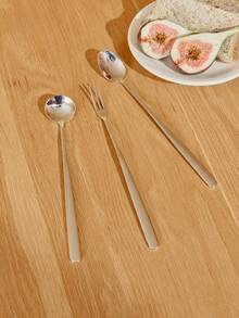 Haus Hana Thickened Stainless Steel Stirring Spoon, Highly Attractively Dessert Spoon, Household Three - Tined Fruit Fork, Lengthened Handle Coffee Spoon . - Multicolor - View 3