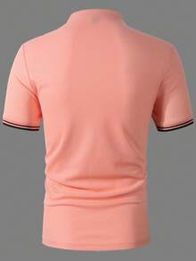 Manfinity Homme 男士休閒短袖 Polo 衫，夏季 - 粉色 - 查看 2