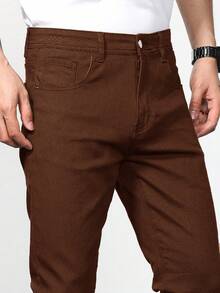 IRON GLYPH Jeans Ajustados Para Hombres Con Bolsillos Diagonales - Café integral - View 8