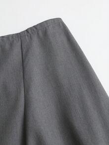 Sweetra 女款素色休閒百搭日常裙 - 淺灰色 - 查看 5