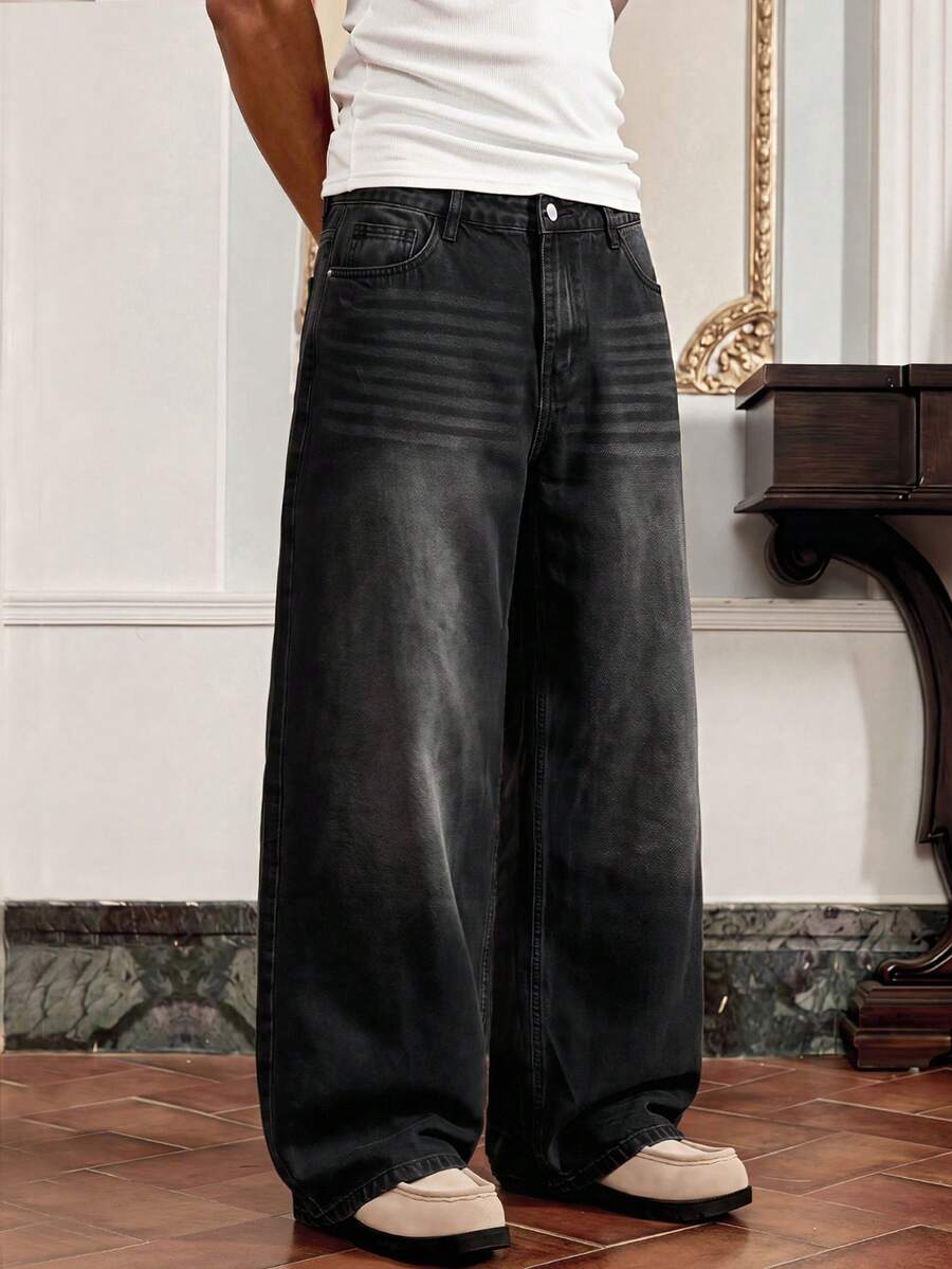 SWAVVY Men's Casual Versatile Everyday Travel Denim Jeans With Pocket And Button - Black - View 1