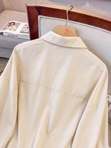 GlowEve CURVE 大尺碼優雅亮片刺繡水鑽燈籠袖上衣 秋季 - 杏色 - 查看 3