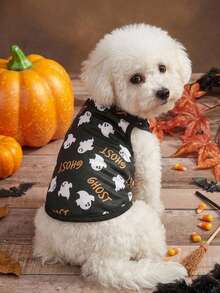 PETSIN 1pc Comfortable & Breathable Pet Dog Cat Halloween Ghost Print Vest - Multicolor - View 2