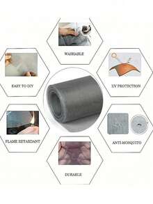 Fiberglass Window Screen Mesh, DIY Window Screen Replacement, Durable & Tear-Resistant, Mosquito & Fly Proof Door & Window Screen - Grey - View 8