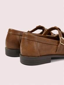 CUCCOO DOLLMOD Women's Shoes, Flats Mary Jane, Brown, Suitable For Daily Commuting Outdoor Parties, Parties And Other Scenes British Style Retro Style Elegant Style - Camel - View 6