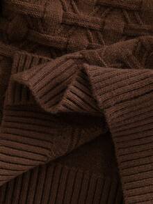 SHEIN Young Boy Solid Color Textured Long Sleeve Single-Breasted Knit Cardigan - Brown - View 3