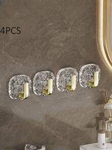 4/8 pièces Crochets dorés et auto-adhésifs sans perçage, crochets muraux de luxe légers pour accrocher des vêtements, organisateur, cuisine, chambre, décoration de porte, rangement - Doré - Voir 9