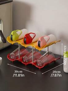 Kệ đựng cốc nước họa tiết sóng, nhiều tầng, giá đỡ cốc xếp chồng, khay sắp xếp tách trà, kệ trưng bày rượu cho quầy bar phòng khách - Nhiều màu - Xem 9
