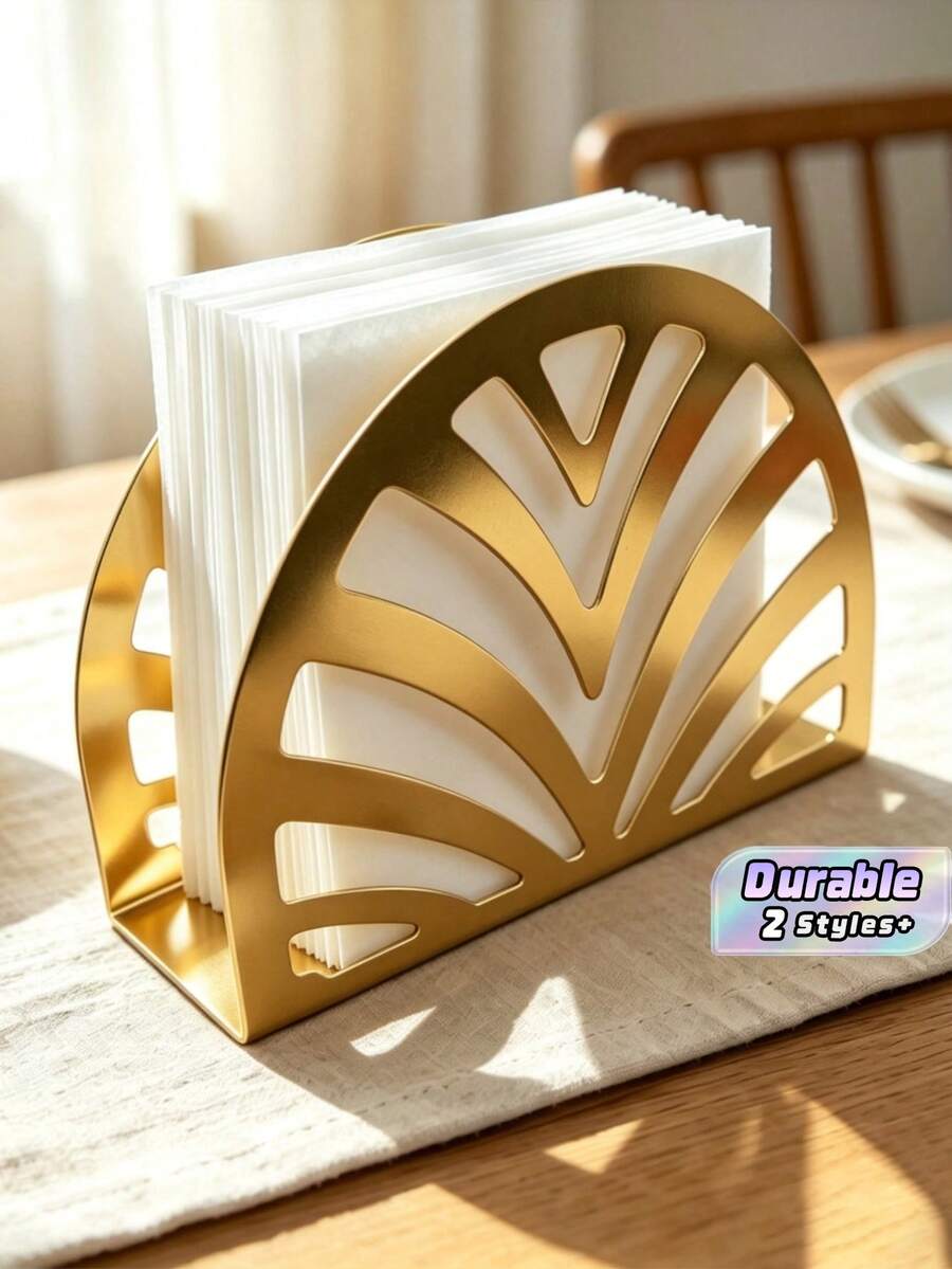 1 PC Creative Electroplated Metal Napkin Holder, Vertical Table Tissue Stand For Western Restaurant Home Decor - 1pc - View 1
