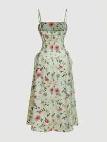 SHEIN MOD Vestido con tirantes y cordón ajustable con estampado floral para mujer - Multicolor - Ver 6