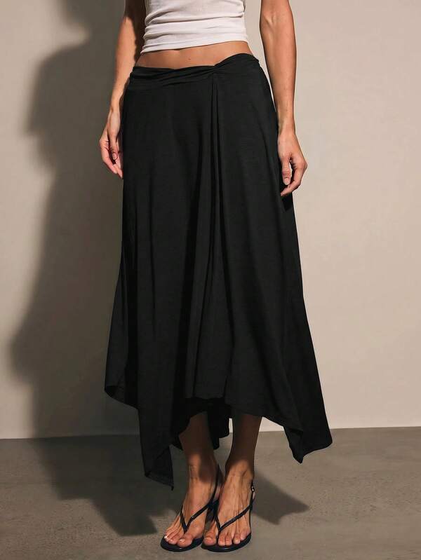 COSMINA Women's Solid Color Pleated Casual Versatile Daily Wear Skirt
