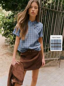 Nöista Chinese-Style Short Sleeve Top With Frog Buttons, Perfect For Summer, Fall And Going Out. - Blue - View 1