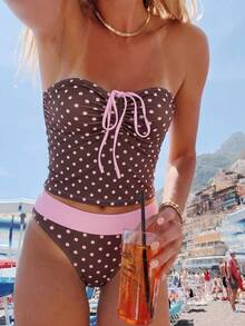 Sunnyshic Swim Vcay 2件組夏季新款花卉印花兩件式比基尼套裝 - 彩色 - 查看 1