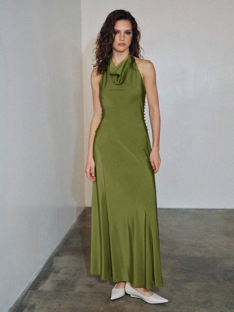 MOTF URBAN SATIN FITTED BACKLESS MIDI DRESS SPRING SUMMER