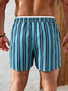 Manfinity KASUA Men's Vacation Drawstring Waist Letter Print Denim Beach Shorts - Green - View 2
