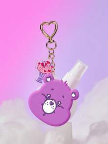 SHEIN X Care Bears 60ml/2oz 心形熊可補充噴霧瓶附吊飾鑰匙圈，便攜式酒精、香水與液體儲存瓶，適合旅行與日常攜帶 - 紫色 - 查看 2
