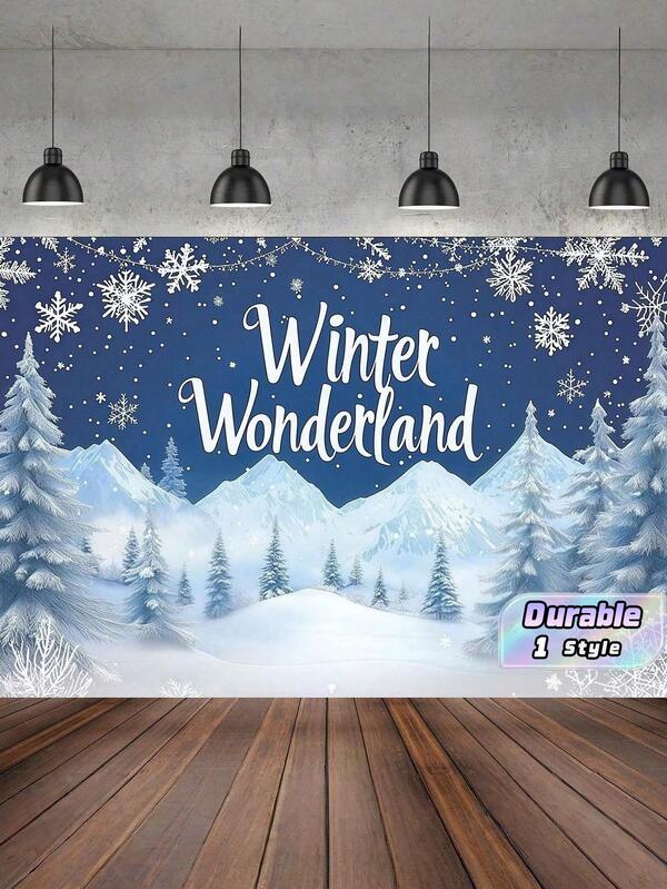 Winter Wonderland Backdrop, Snow Mountain Pine Tree Photography Background, Photo Prop For Holiday Party Birthday, Winter Home Garden Decor