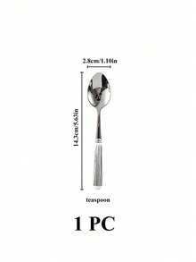 Haus Hana 1PC/2PCS Ceramic Handle Stainless Steel Flatware , Polished Surface Cutlery With Striped Pattern Ceramic Handle Dessert Spoon, Dinner Fork, And Table Spoon - Creative Kitchen Tools Including Fork, Teaspoon, And Soup Spoon, Ideal For Daily Dining - Multicolor - View 11