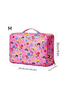 THE POWERPUFF GIRLS X SHEIN 粉色彩虹女孩卡通印花旅行收納整理袋，多尺寸拉鍊收納包，可單件或套裝購買，適合行李打包衣物分類 - 淺粉色 - 查看 6